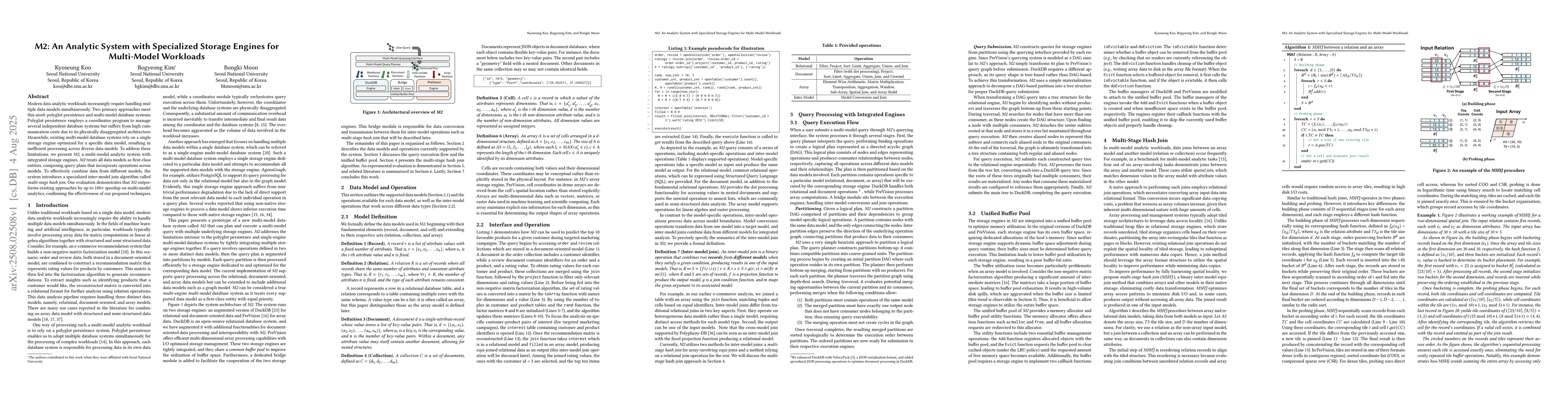 Thumbnail for M2: An Analytic System with Specialized Storage Engines for Multi-Model
  Workloads