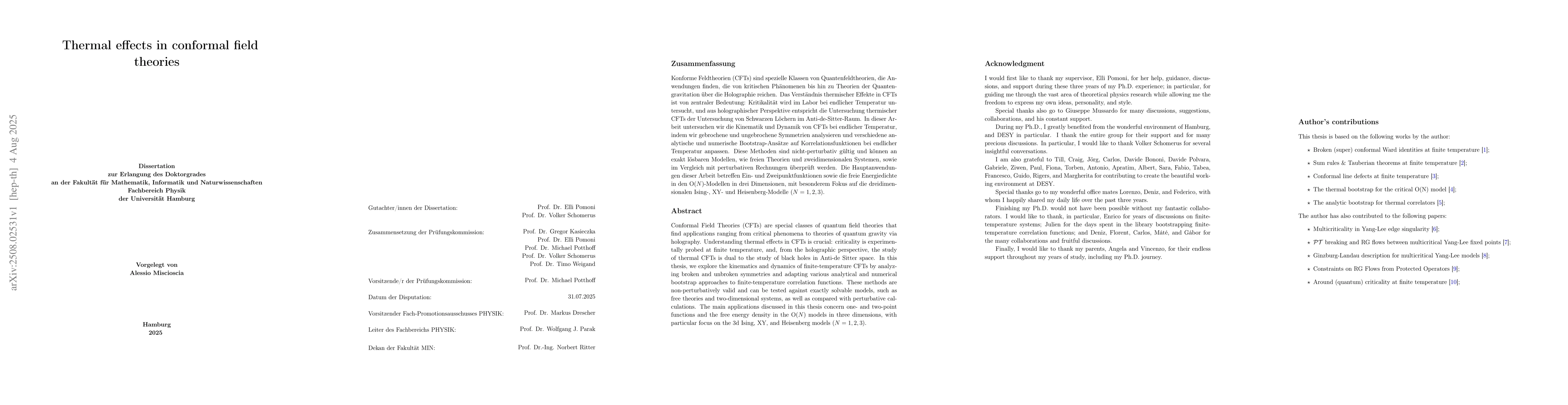 Thumbnail for Thermal effects in conformal field theories