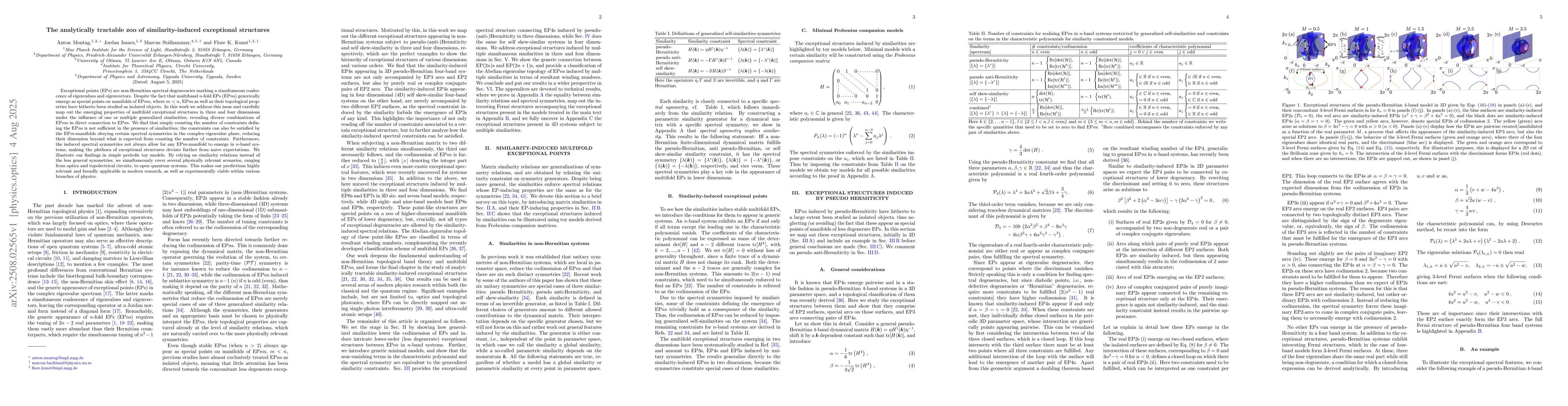 Thumbnail for The analytically tractable zoo of similarity-induced exceptional
  structures