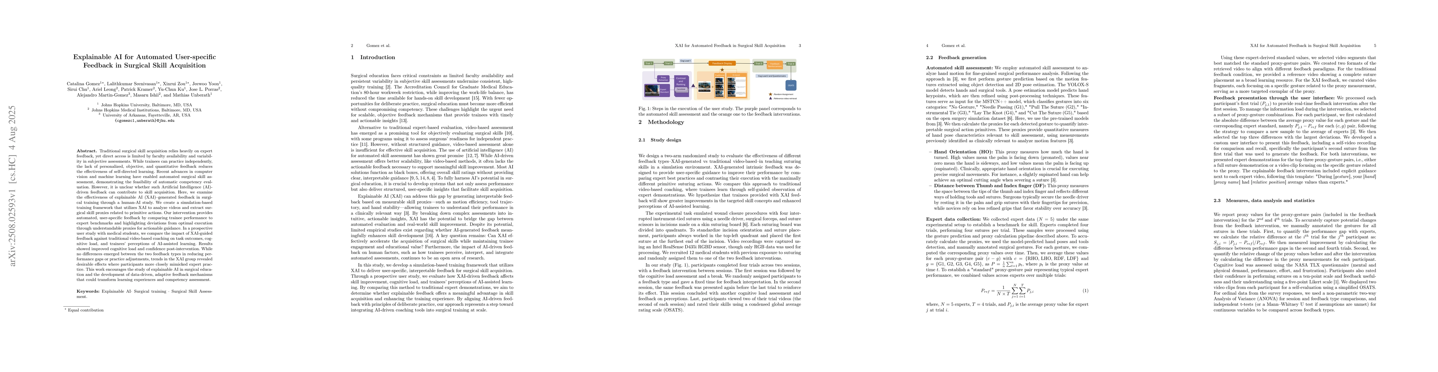 Thumbnail for Explainable AI for Automated User-specific Feedback in Surgical Skill
  Acquisition