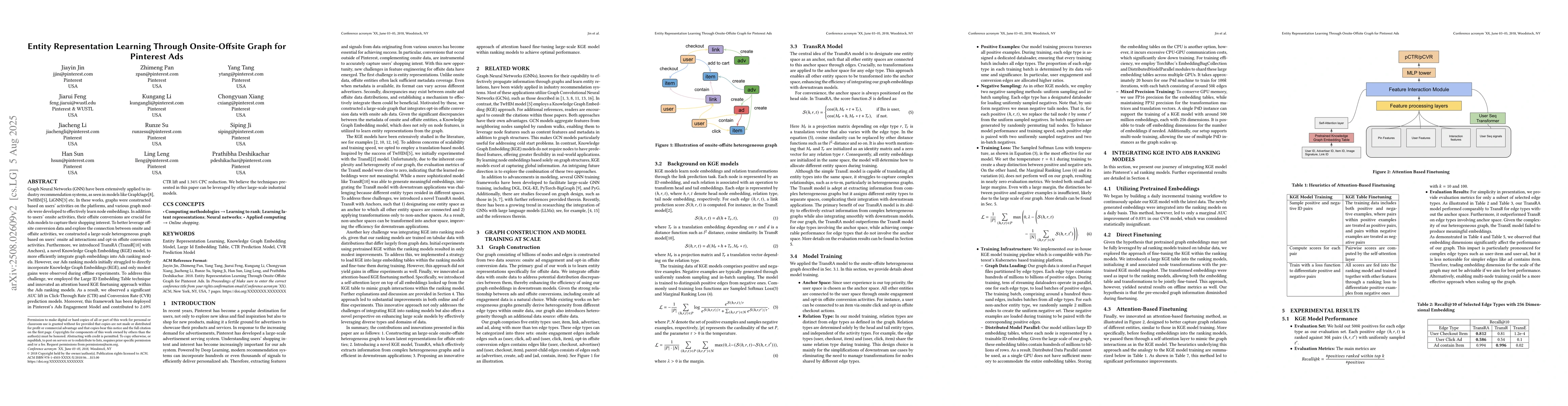 Thumbnail for Entity Representation Learning Through Onsite-Offsite Graph for
  Pinterset Ads