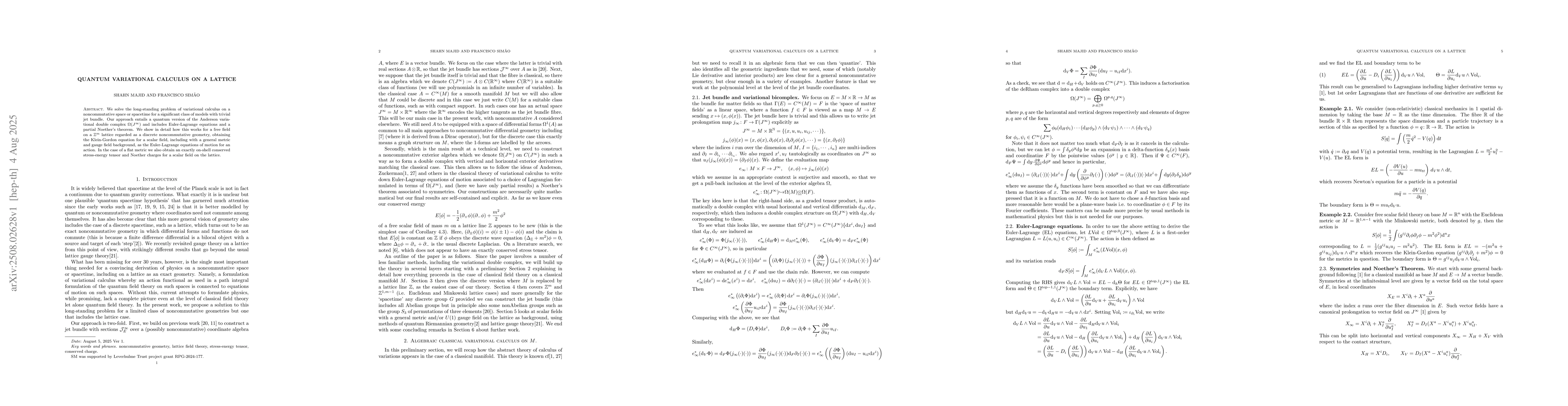 Thumbnail for Quantum variational calculus on a lattice