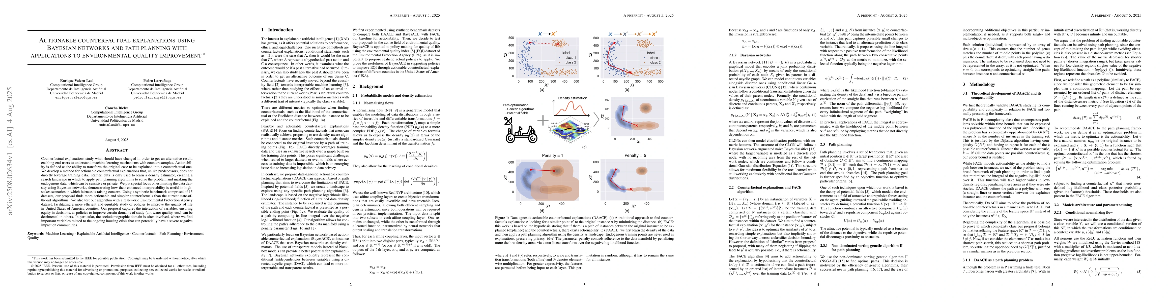 Thumbnail for Actionable Counterfactual Explanations Using Bayesian Networks and Path
  Planning with Applications to Environmental Quality Improvement