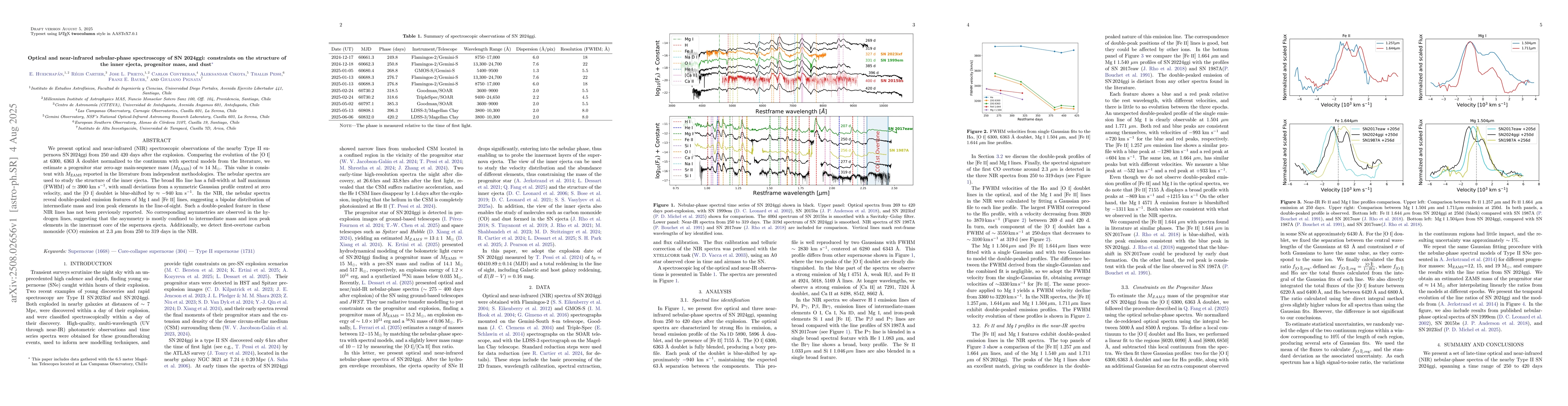 Thumbnail for Optical and near-infrared nebular-phase spectroscopy of SN 2024ggi:
  constraints on the structure of the inner ejecta, progenitor mass, and dust