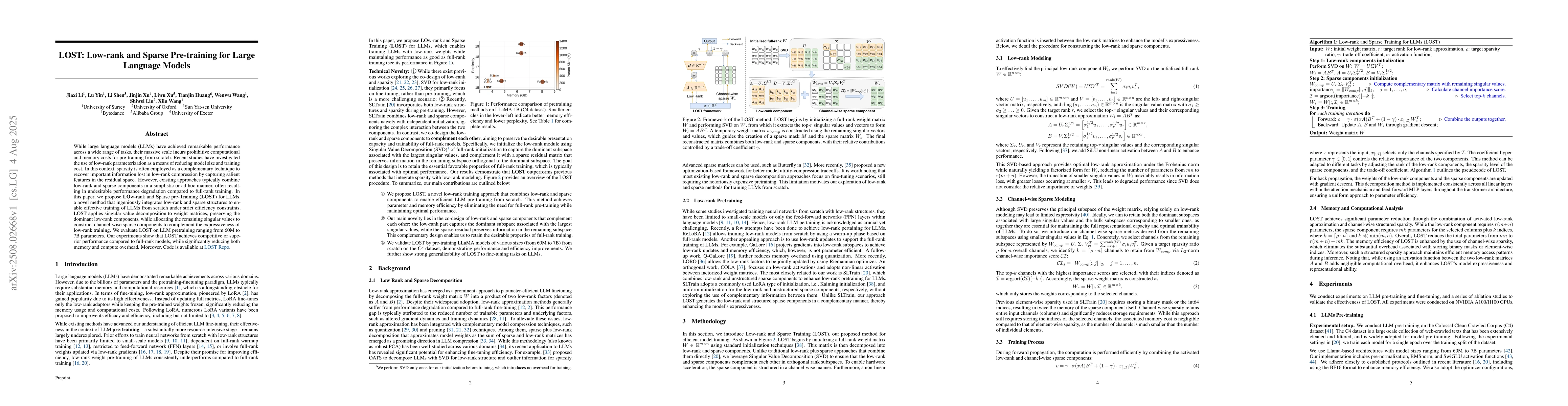 Thumbnail for LOST: Low-rank and Sparse Pre-training for Large Language Models