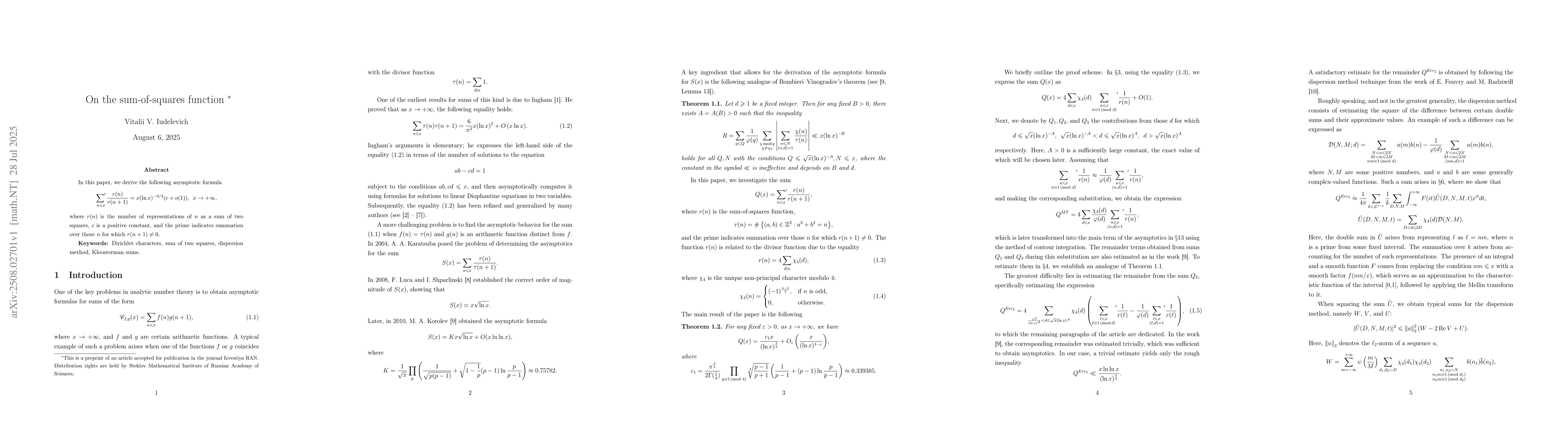 Thumbnail for On the sum-of-squares function