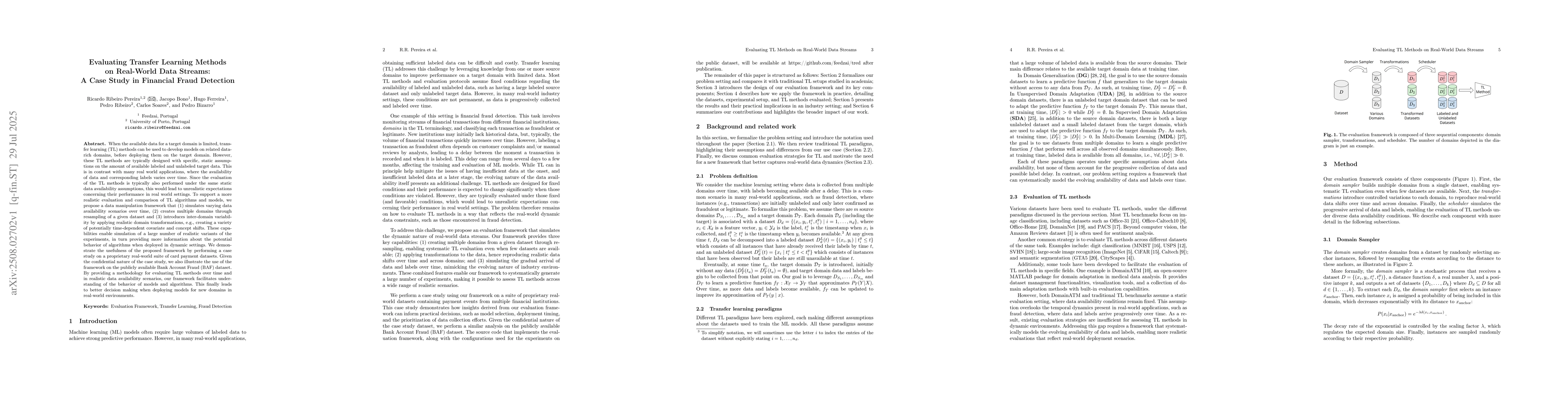 Thumbnail for Evaluating Transfer Learning Methods on Real-World Data Streams: A Case
  Study in Financial Fraud Detection