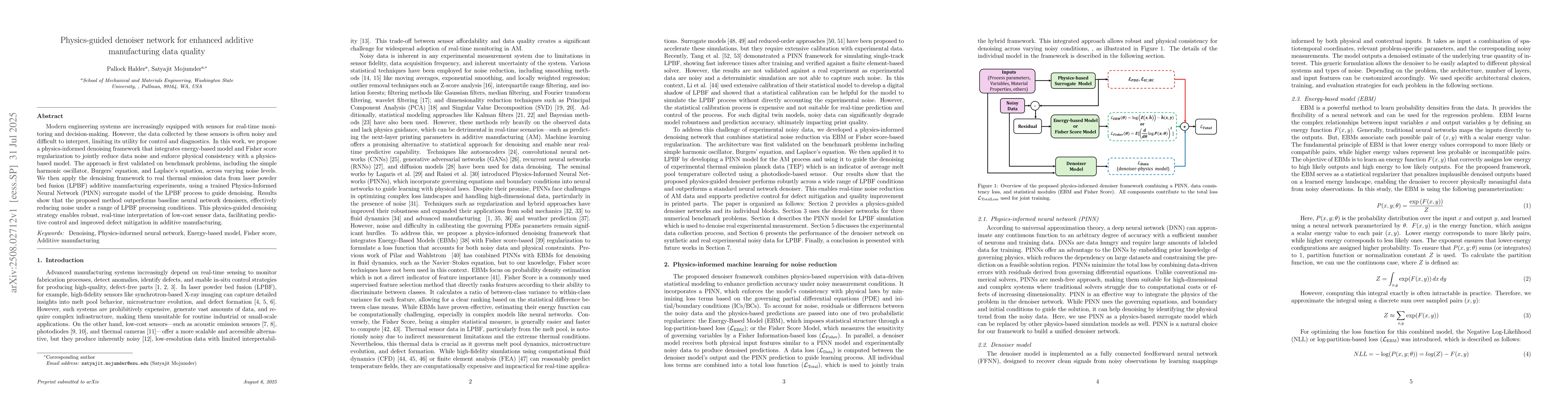 Thumbnail for Physics-guided denoiser network for enhanced additive manufacturing data
  quality