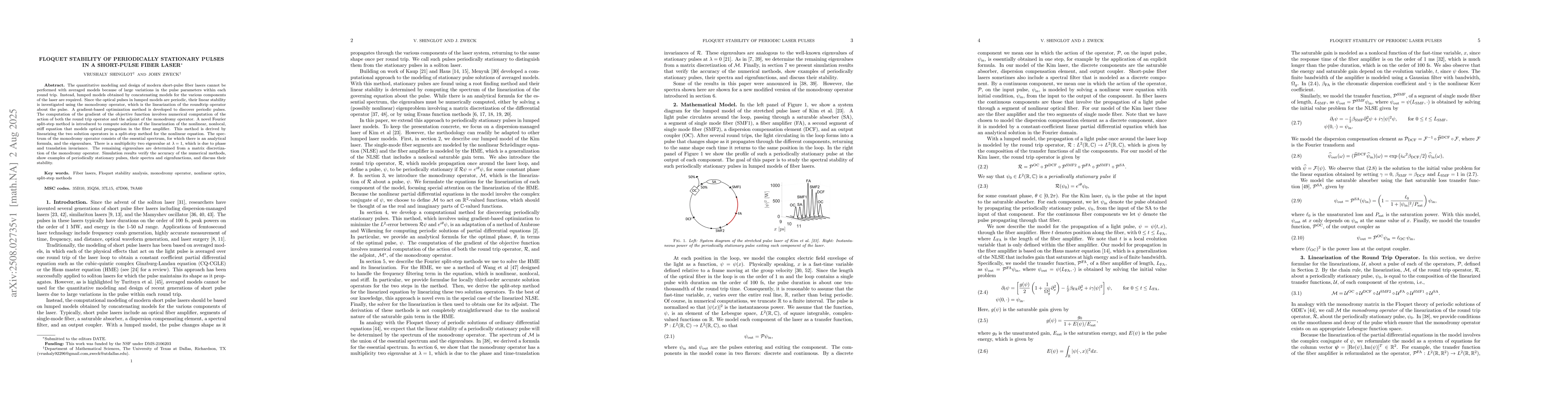Thumbnail for Floquet stability of periodically stationary pulses in a short-pulse
  fiber laser