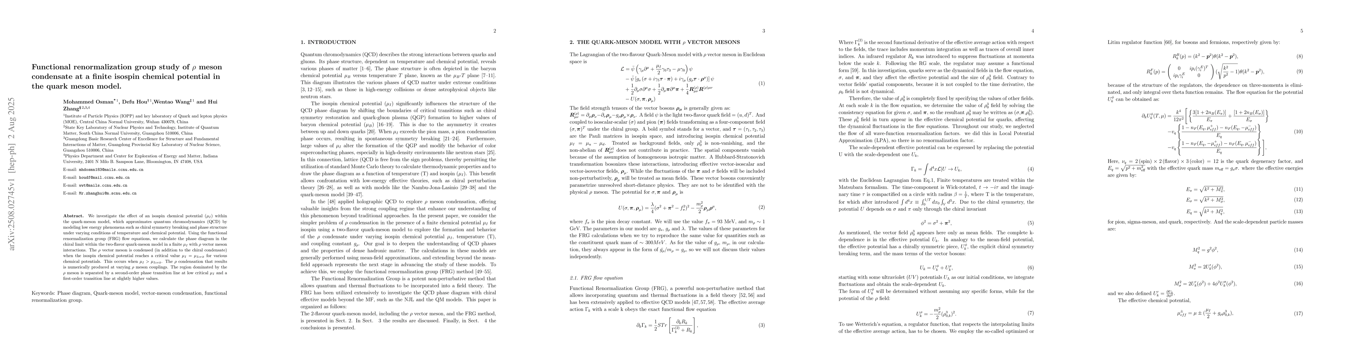 Thumbnail for Functional renormalization group study of rho condensate at a finite
  isospin chemical potential in the quark meson model