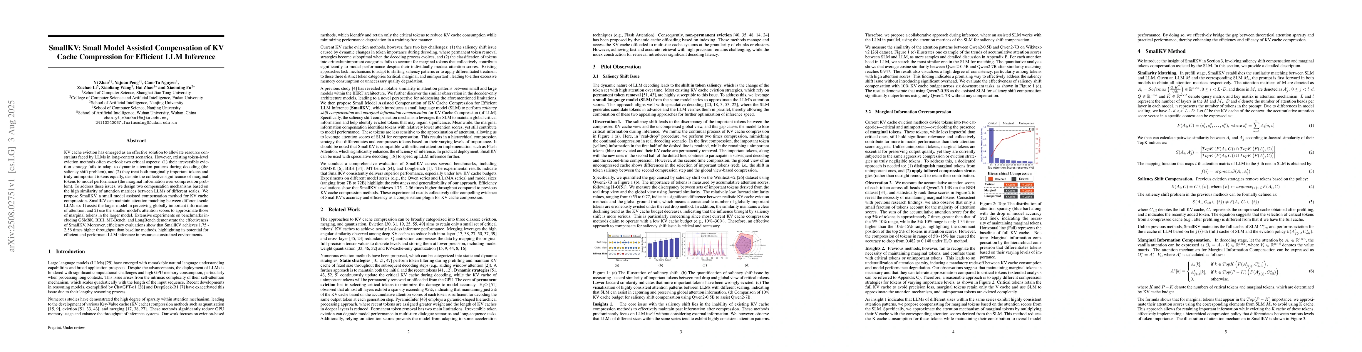 Thumbnail for SmallKV: Small Model Assisted Compensation of KV Cache Compression for
  Efficient LLM Inference