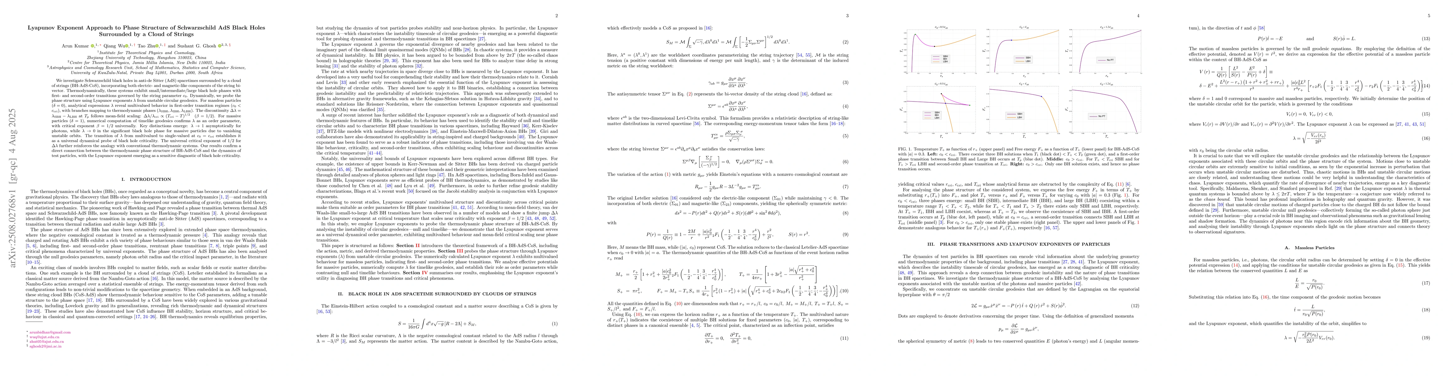 Thumbnail for Lyapunov Exponent Approach to Phase Structure of Schwarzschild AdS Black
  Holes Surrounded by a Cloud of Strings