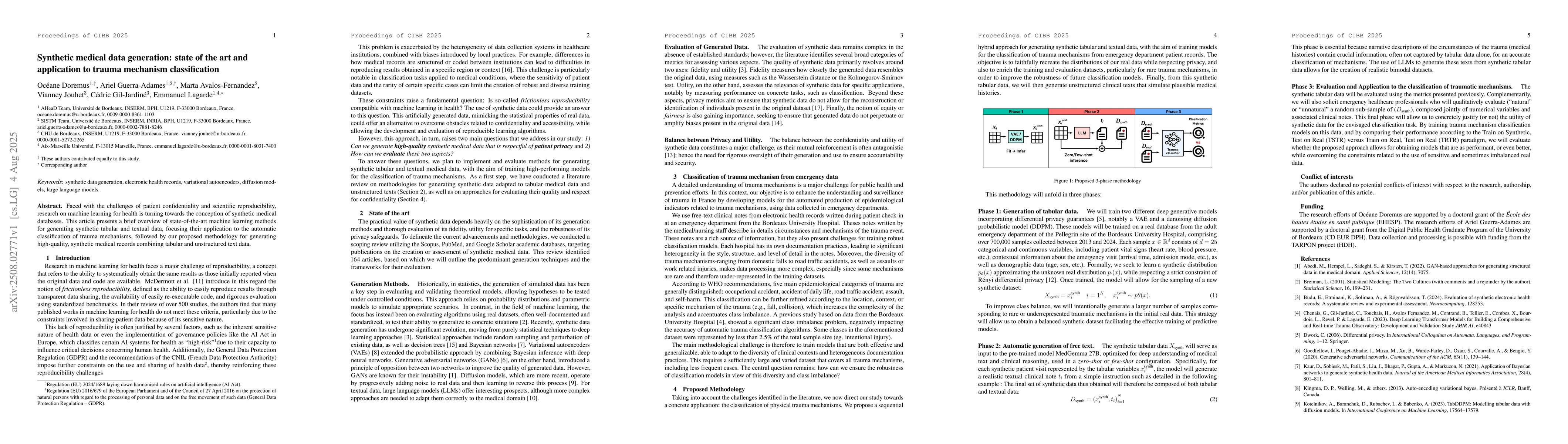 Thumbnail for Synthetic medical data generation: state of the art and application to
  trauma mechanism classification