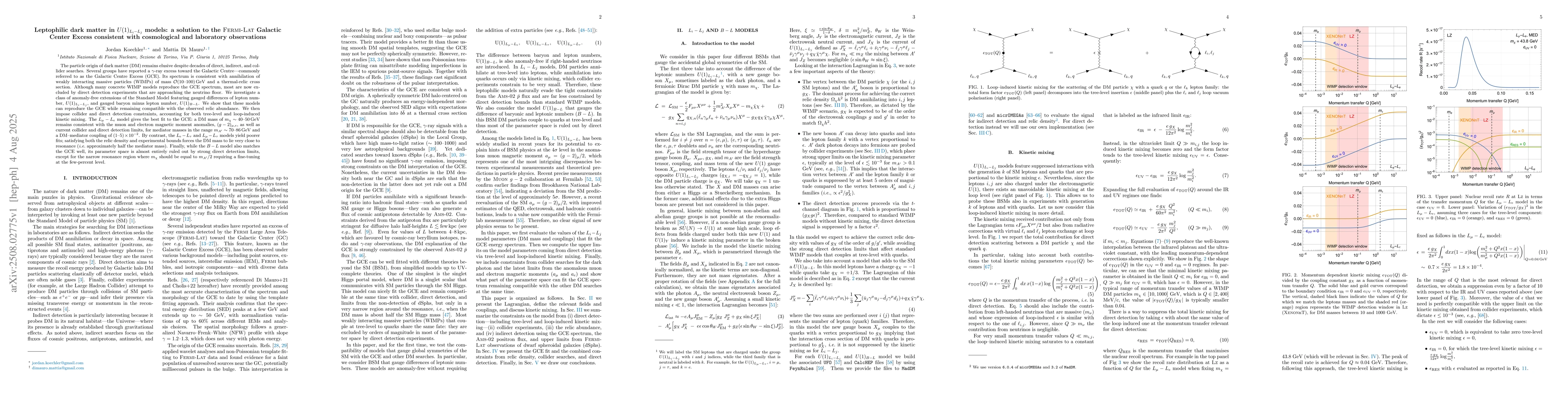 Thumbnail for Leptophilic dark matter in $U(1)_{L_{i}-L_{j}}$ models: a solution to
  the Fermi-LAT Galactic Center Excess consistent with cosmological and
  laboratory observations