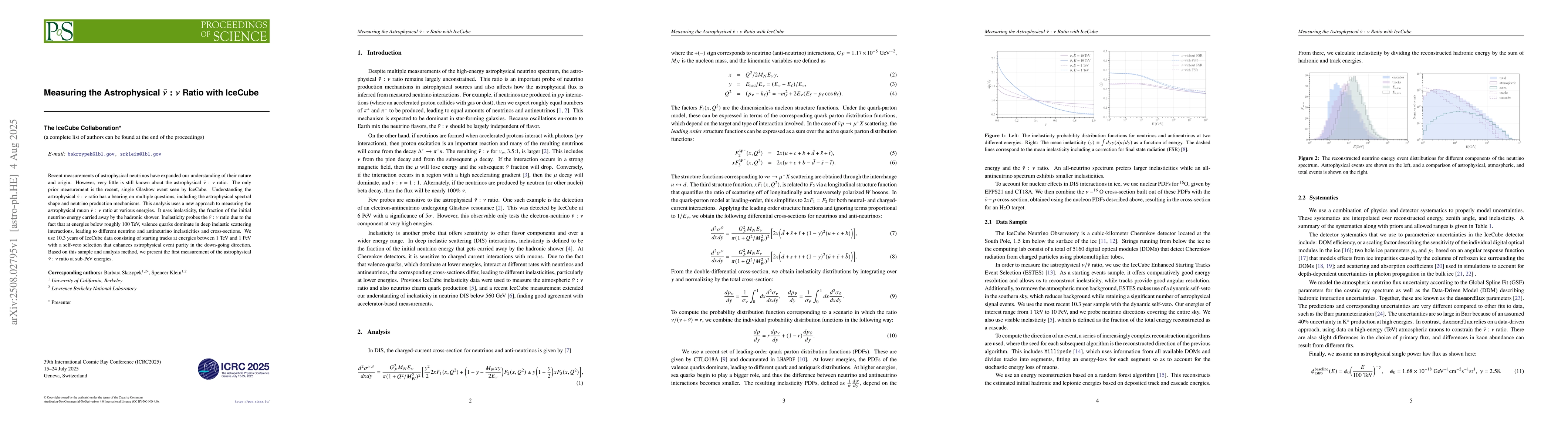 Thumbnail for Measuring the Astrophysical $\barν:ν$ Ratio with IceCube
