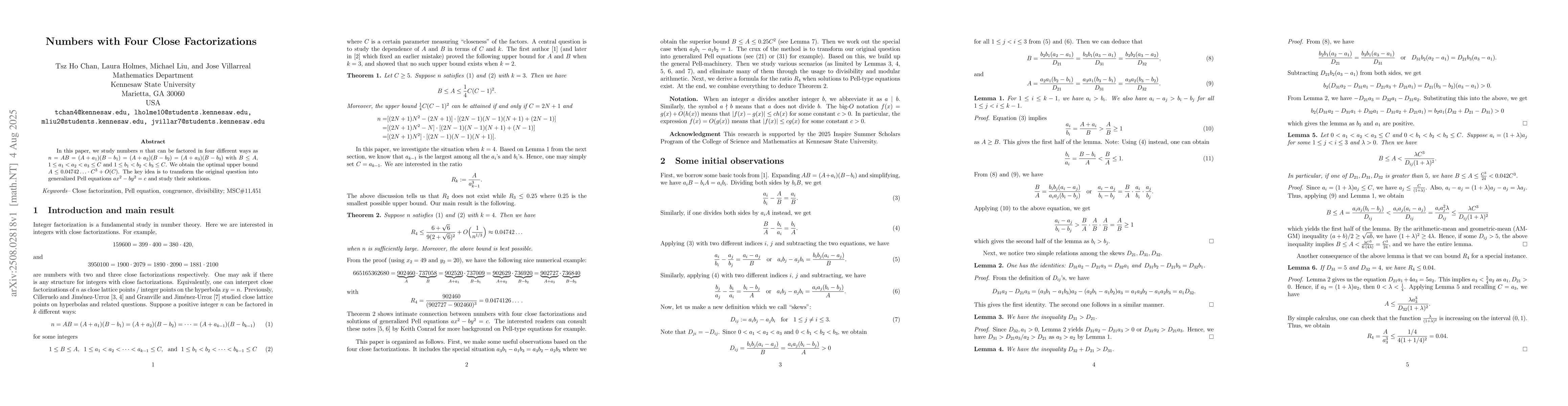 Thumbnail for Numbers with Four Close Factorizations