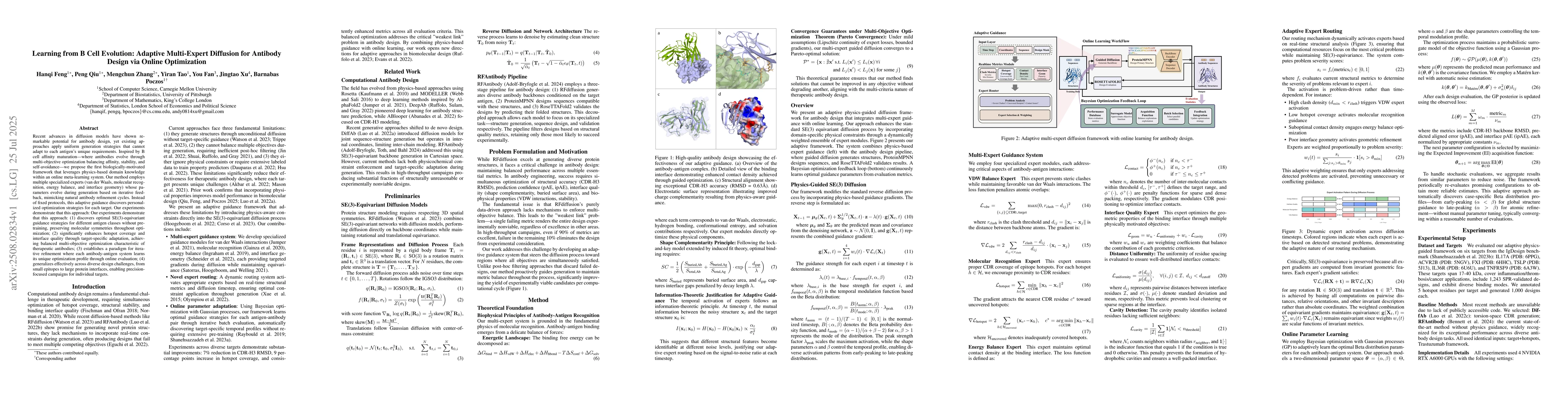 Thumbnail for Learning from B Cell Evolution: Adaptive Multi-Expert Diffusion for
  Antibody Design via Online Optimization