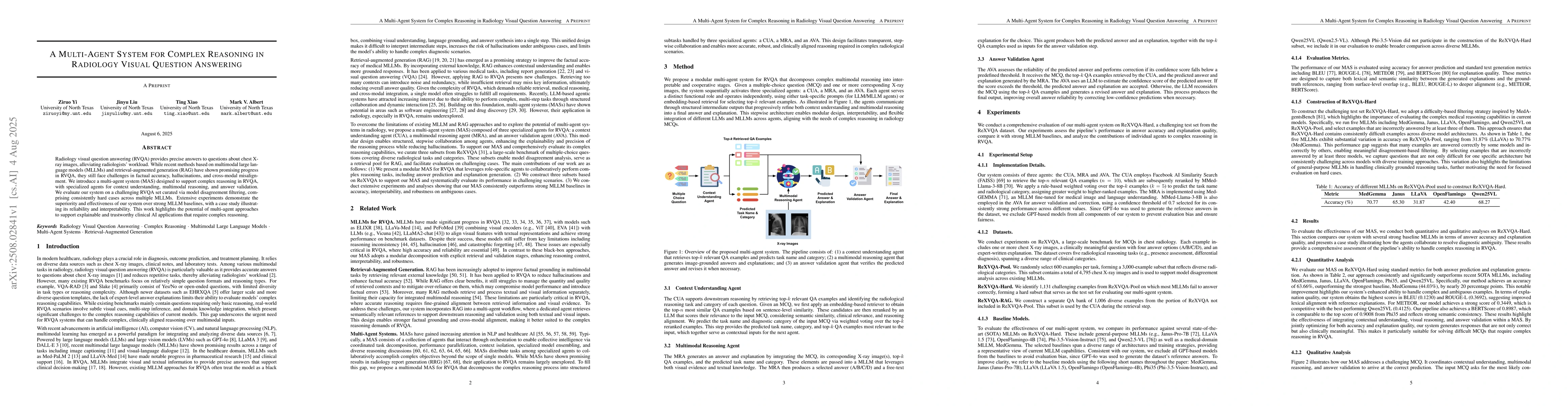 Thumbnail for A Multi-Agent System for Complex Reasoning in Radiology Visual Question
  Answering