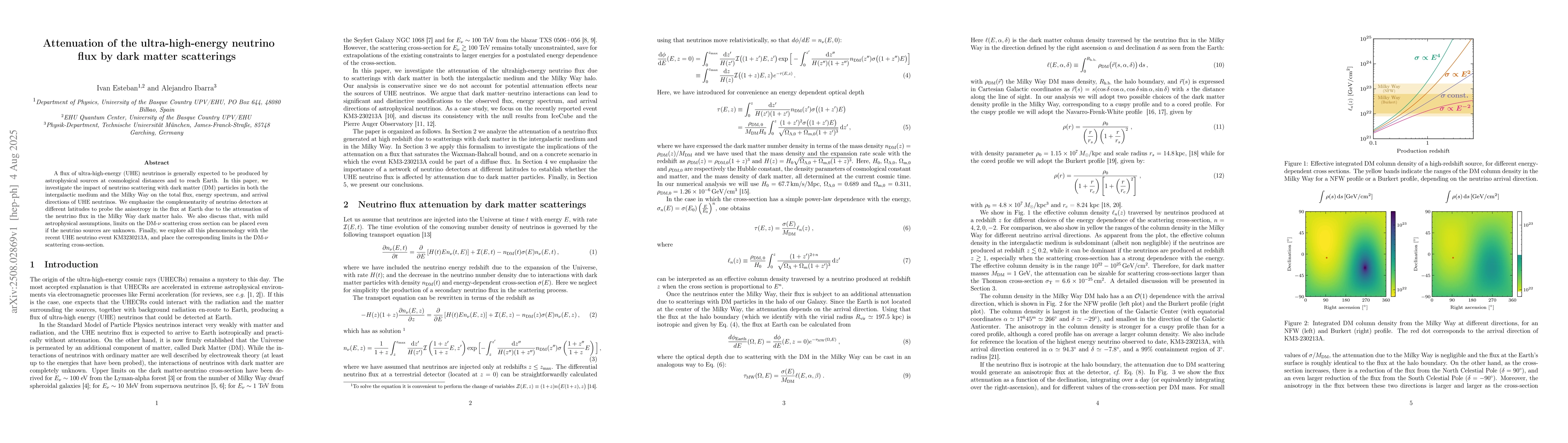 Thumbnail for Attenuation of the ultra-high-energy neutrino flux by dark matter
  scatterings