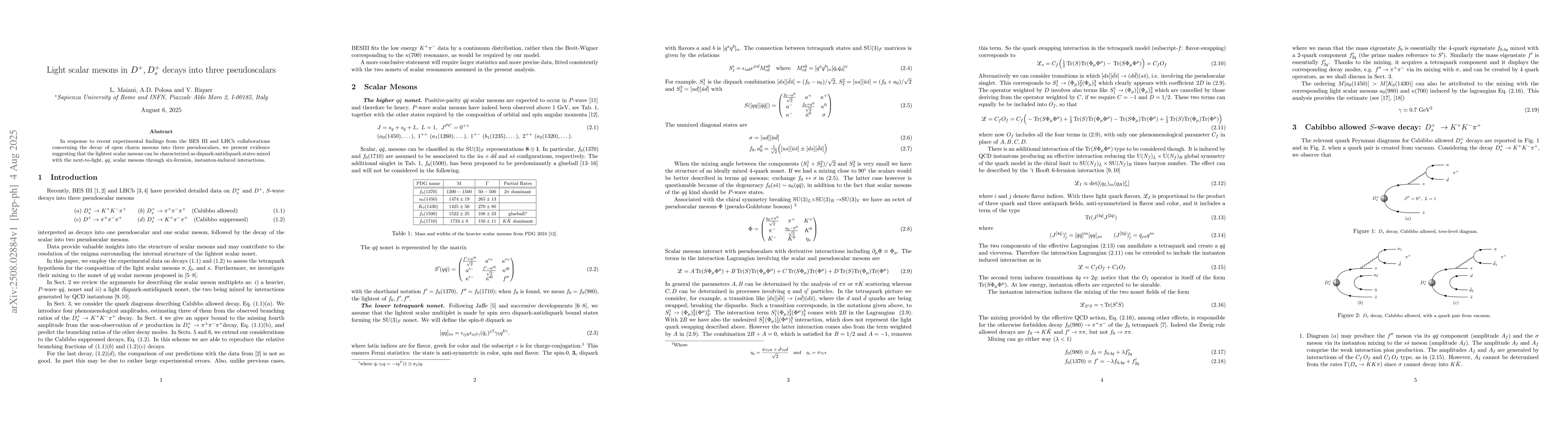 Thumbnail for Light scalar mesons in D^+, D_s^+ decays into three pseudoscalars