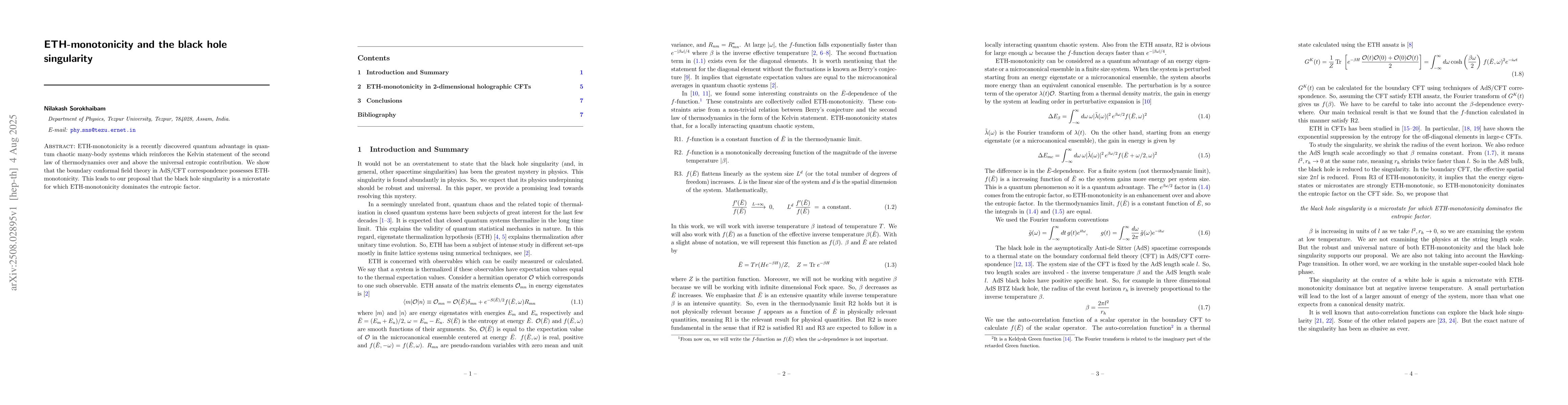 Thumbnail for ETH-monotonicity and the black hole singularity