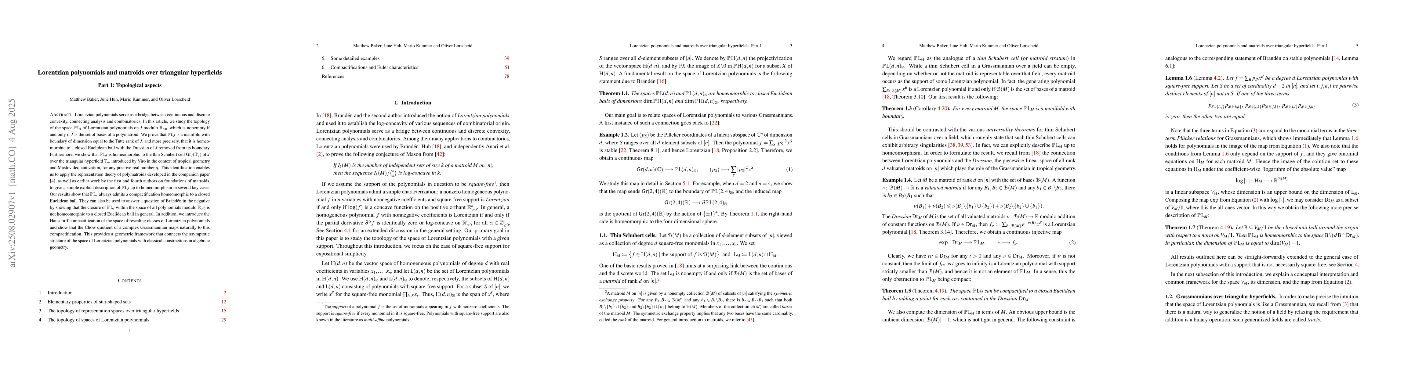 Thumbnail for Lorentzian polynomials and matroids over triangular hyperfields 1:
  Topological aspects