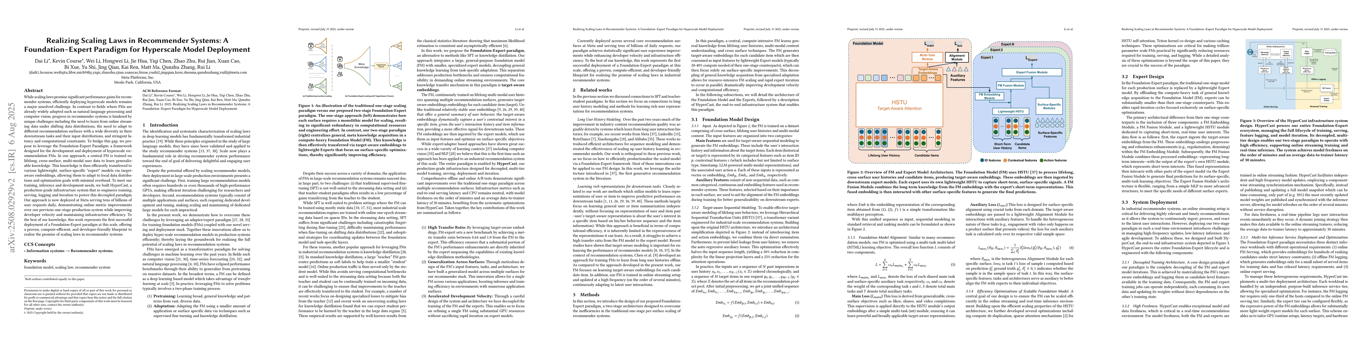 Thumbnail for Realizing Scaling Laws in Recommender Systems: A Foundation-Expert
  Paradigm for Hyperscale Model Deployment