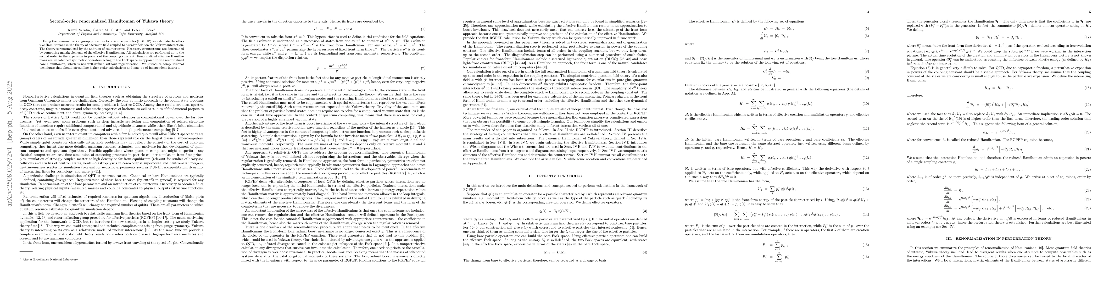 Thumbnail for Second-order renormalized Hamiltonian of Yukawa theory
