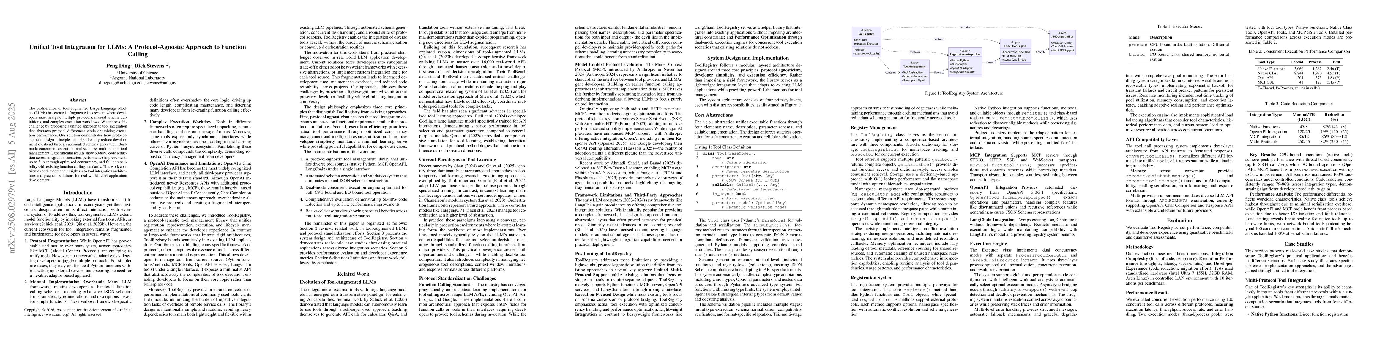 Thumbnail for Unified Tool Integration for LLMs: A Protocol-Agnostic Approach to
  Function Calling