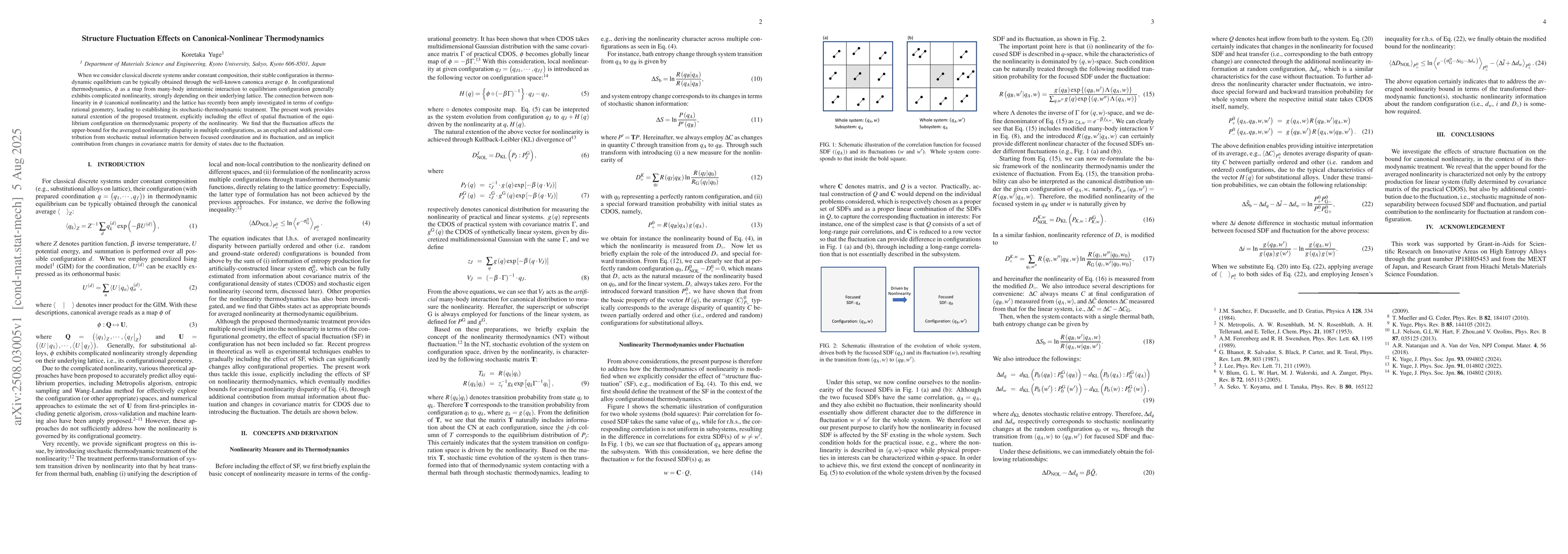 Thumbnail for Structure Fluctuation Effects on Canonical-Nonlinear Thermodynamics