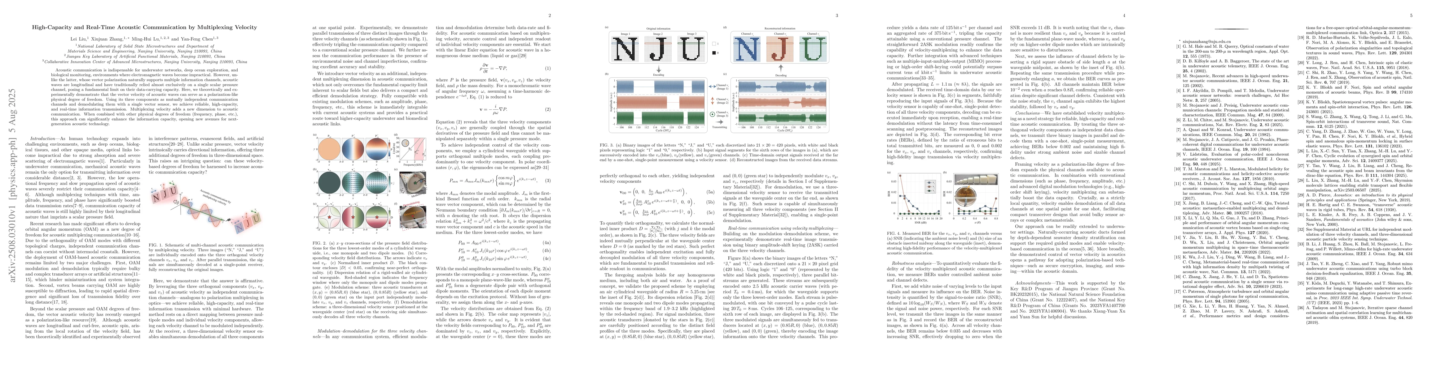 Thumbnail for High-Capacity and Real-Time Acoustic Communication by Multiplexing
  Velocity