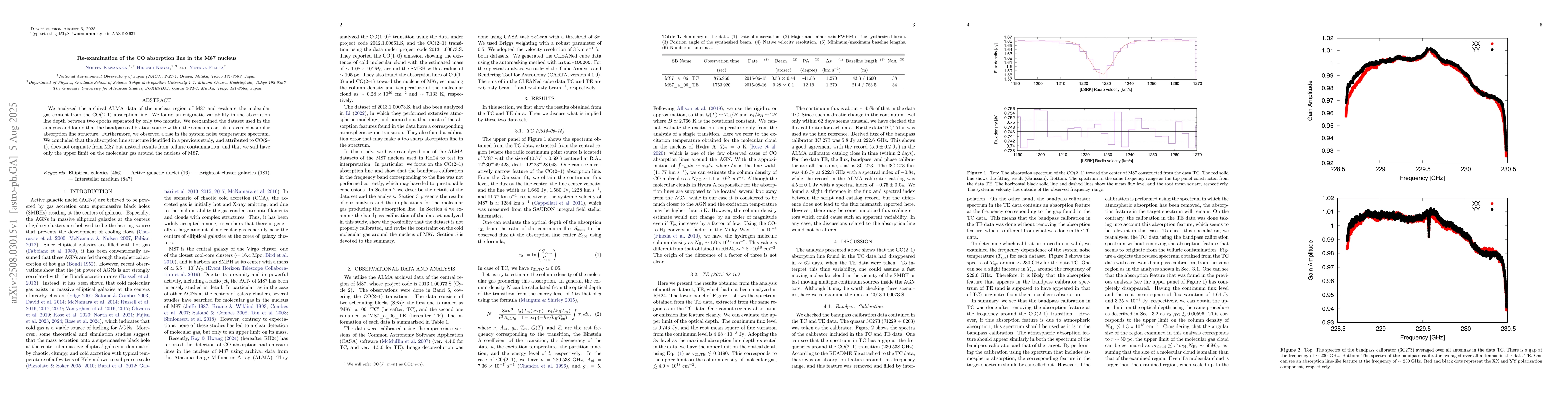 Thumbnail for Re-examination of the CO absorption line in the M87 nucleus