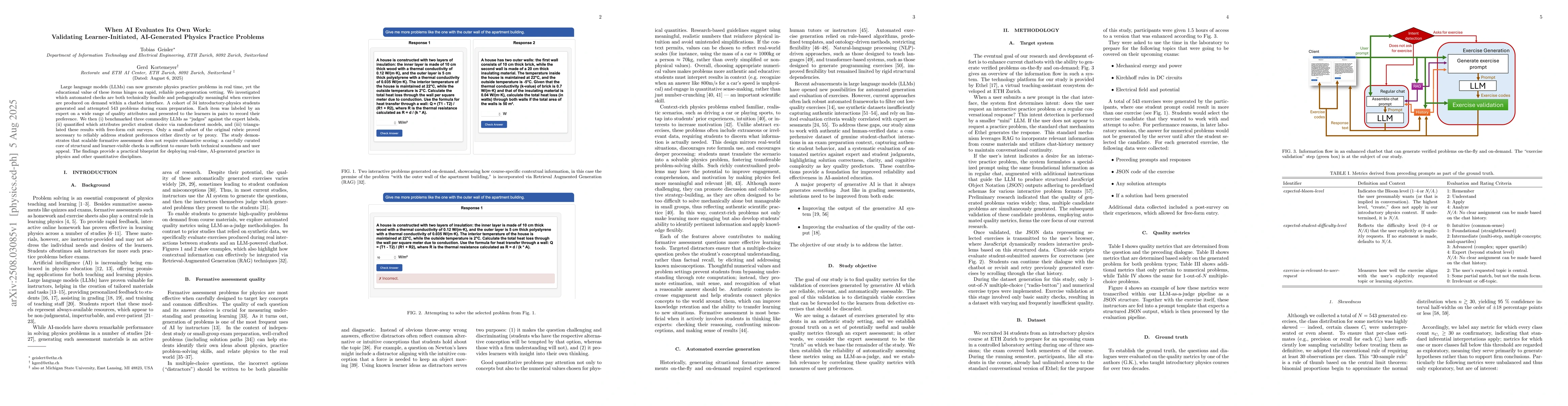 Thumbnail for When AI Evaluates Its Own Work: Validating Learner-Initiated,
  AI-Generated Physics Practice Problems