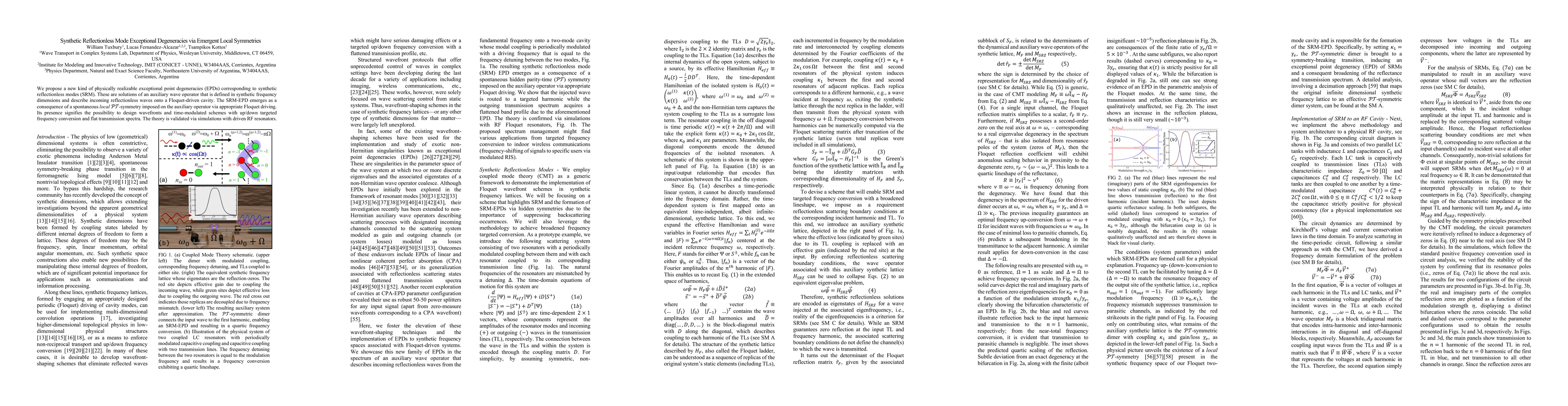 Thumbnail for Synthetic Reflectionless Mode Exceptional Degeneracies via Emergent
  Local Symmetries