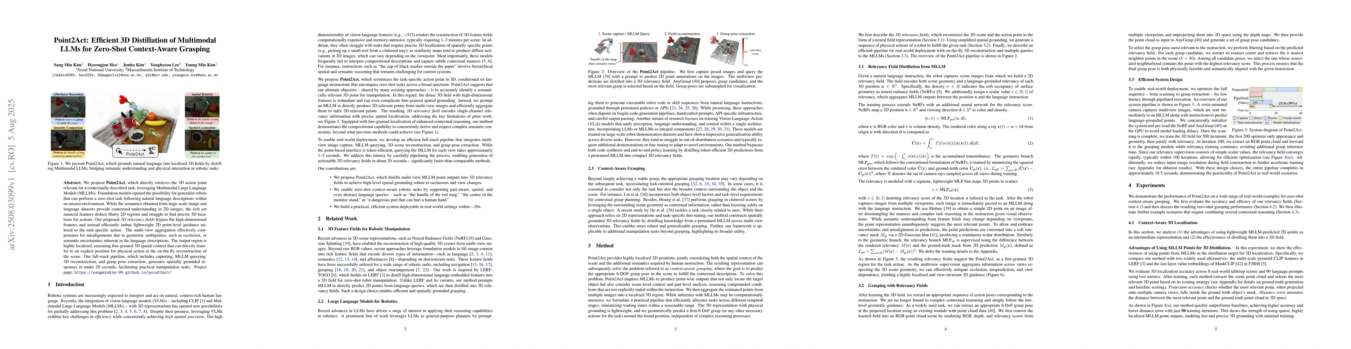 Thumbnail for Point2Act: Efficient 3D Distillation of Multimodal LLMs for Zero-Shot
  Context-Aware Grasping