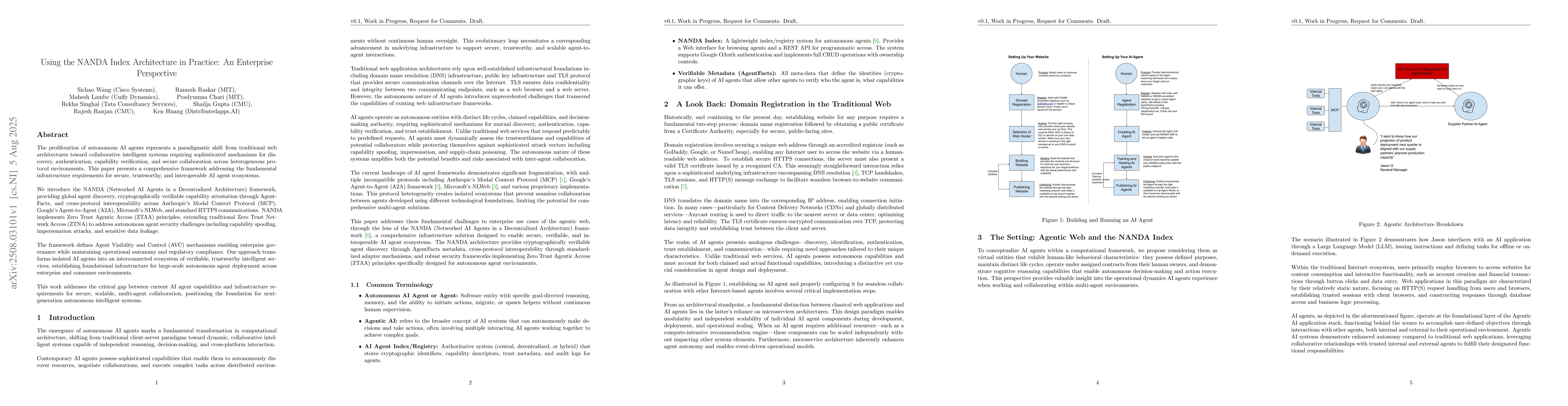 Thumbnail for Using the NANDA Index Architecture in Practice: An Enterprise
  Perspective