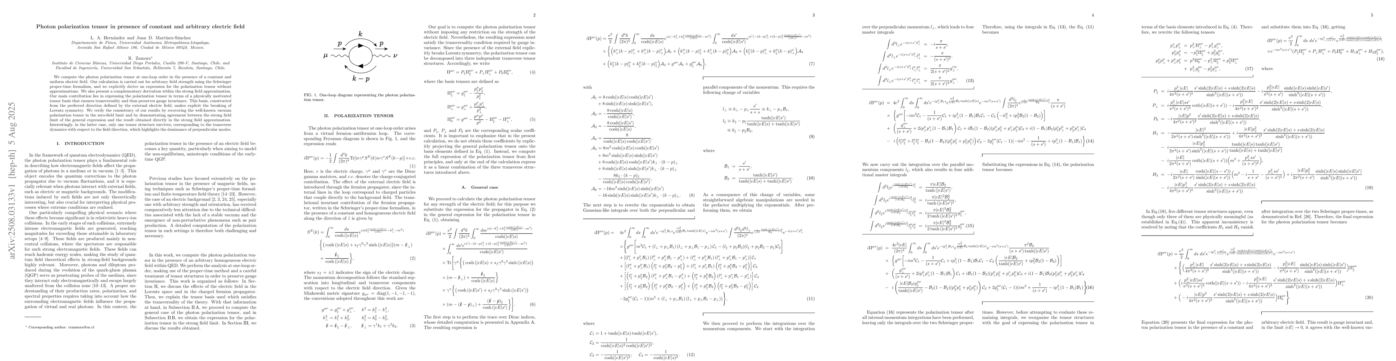 Thumbnail for Photon polarization tensor in presence of constant and arbitrary
  electric field