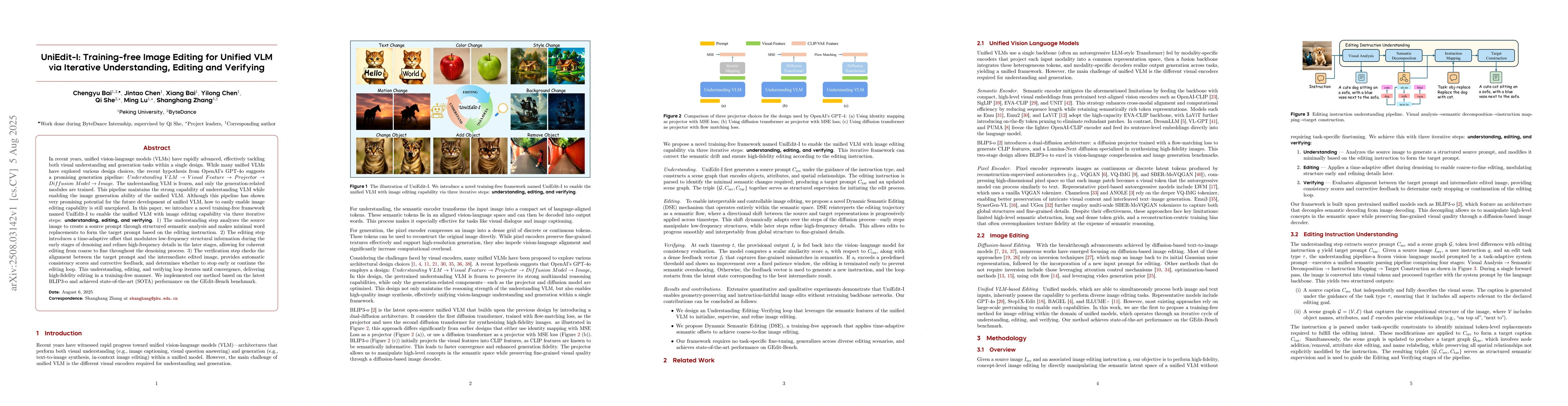 Thumbnail for UniEdit-I: Training-free Image Editing for Unified VLM via Iterative
  Understanding, Editing and Verifying