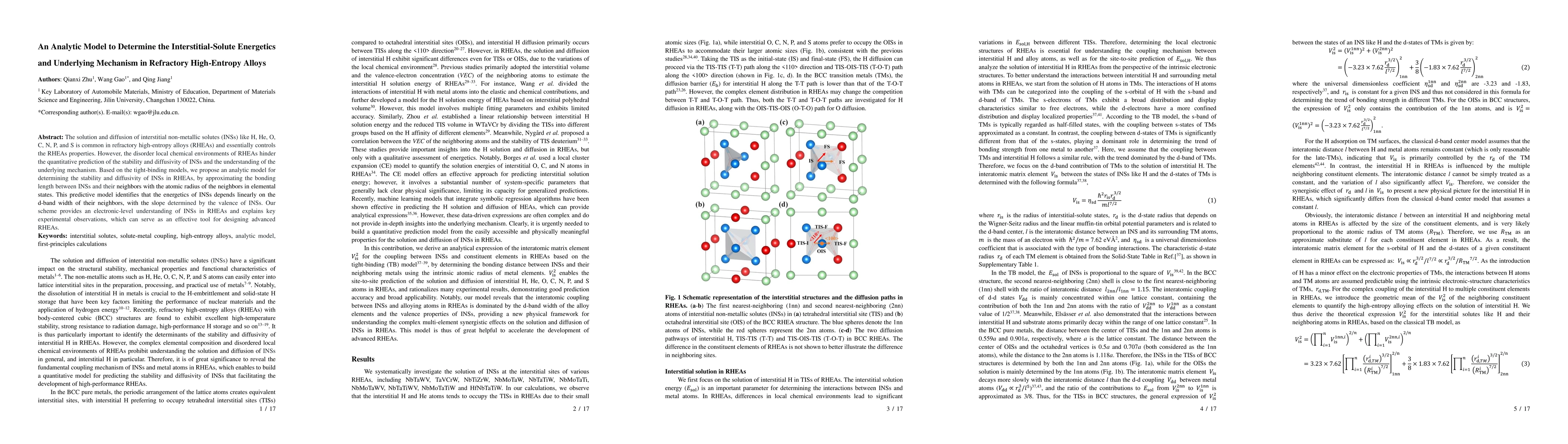 Thumbnail for An Analytic Model to Determine the Interstitial-Solute Energetics and
  Underlying Mechanism in Refractory High-Entropy Alloys