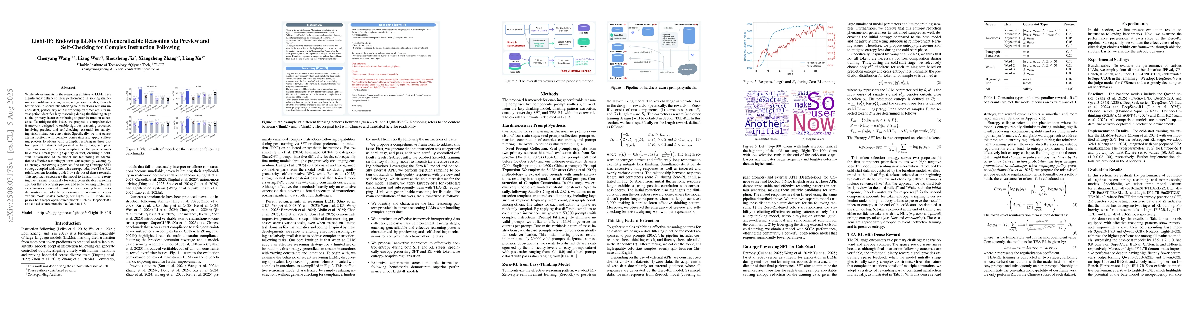 Thumbnail for Light-IF: Endowing LLMs with Generalizable Reasoning via Preview and
  Self-Checking for Complex Instruction Following