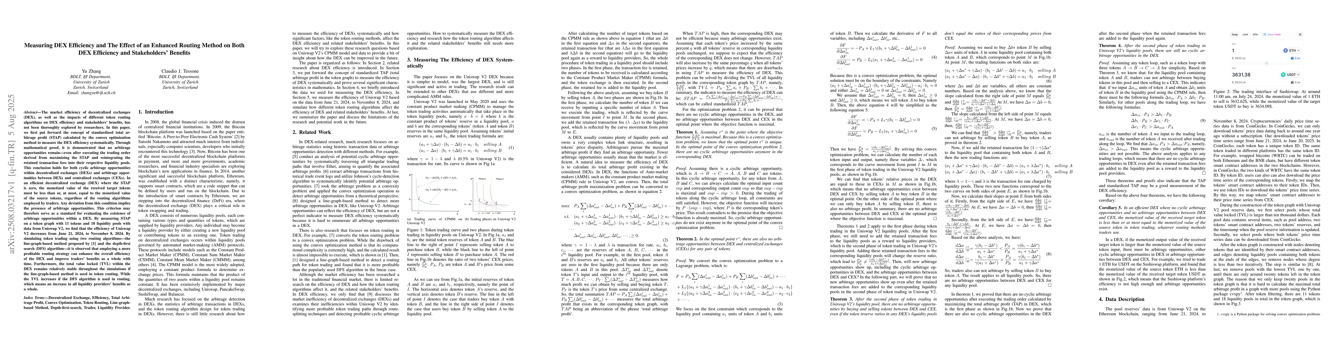 Thumbnail for Measuring DEX Efficiency and The Effect of an Enhanced Routing Method on
  Both DEX Efficiency and Stakeholders' Benefits
