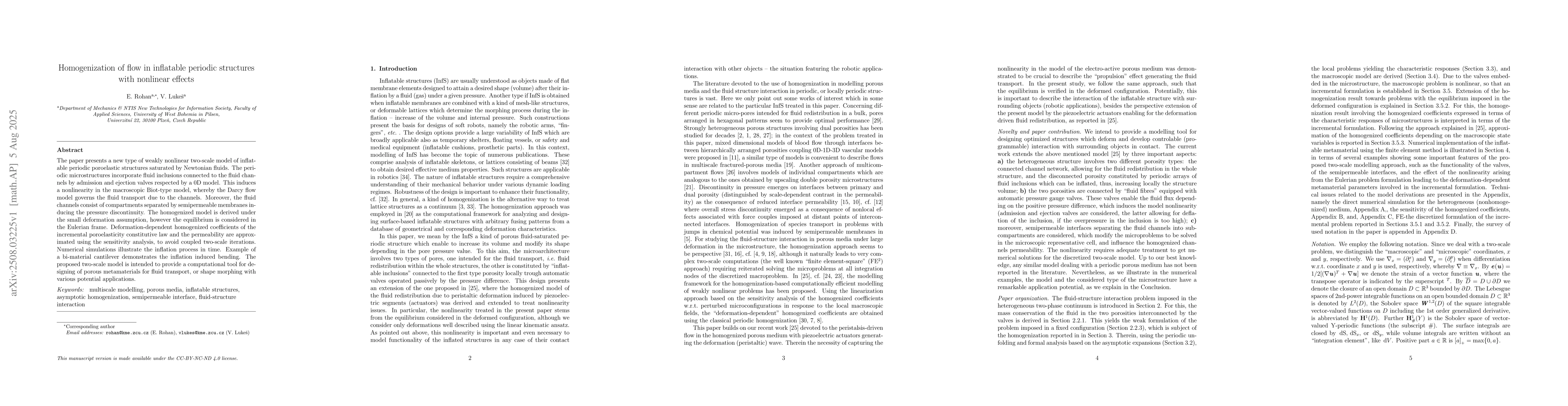 Thumbnail for Homogenization of flow in inflatable periodic structures with nonlinear
  effects