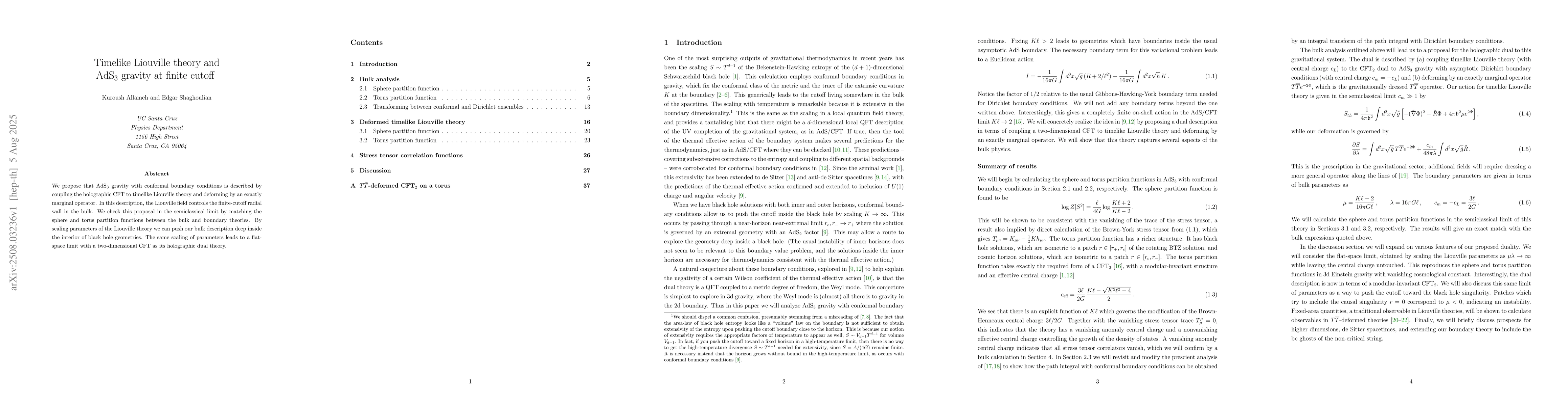 Thumbnail for Timelike Liouville theory and AdS$_3$ gravity at finite cutoff