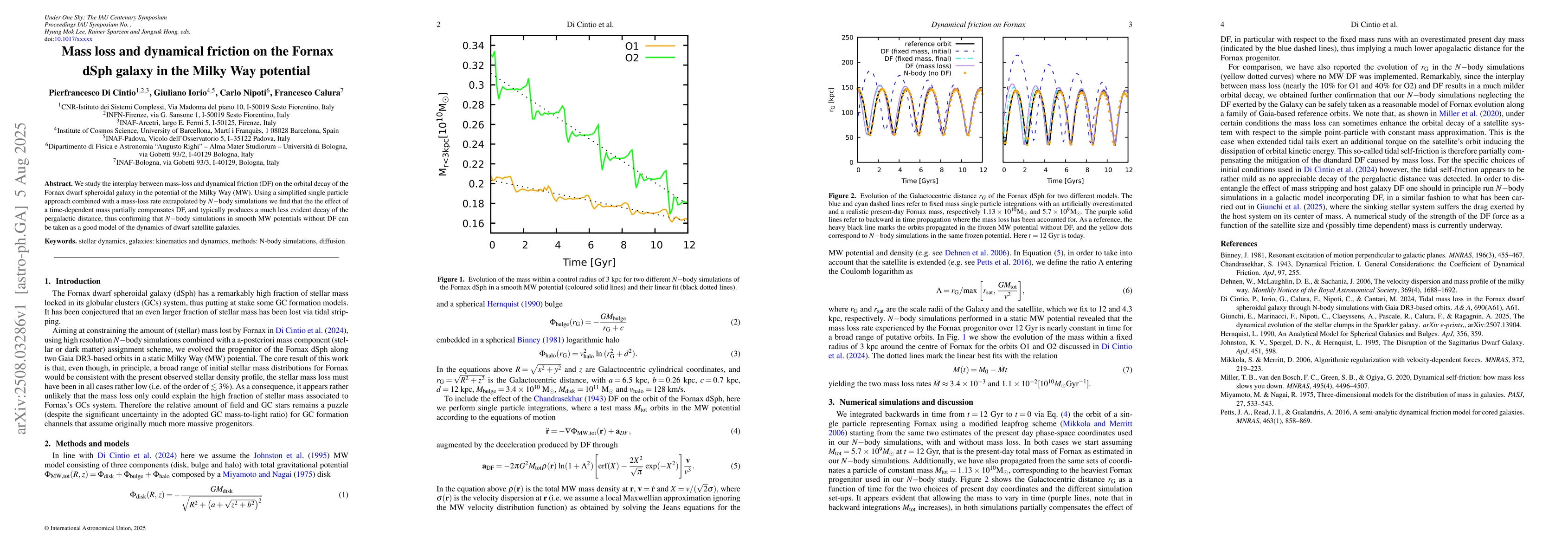 Thumbnail for Mass loss and dynamical friction on the Fornax dSph galaxy in the Milky
  Way potential