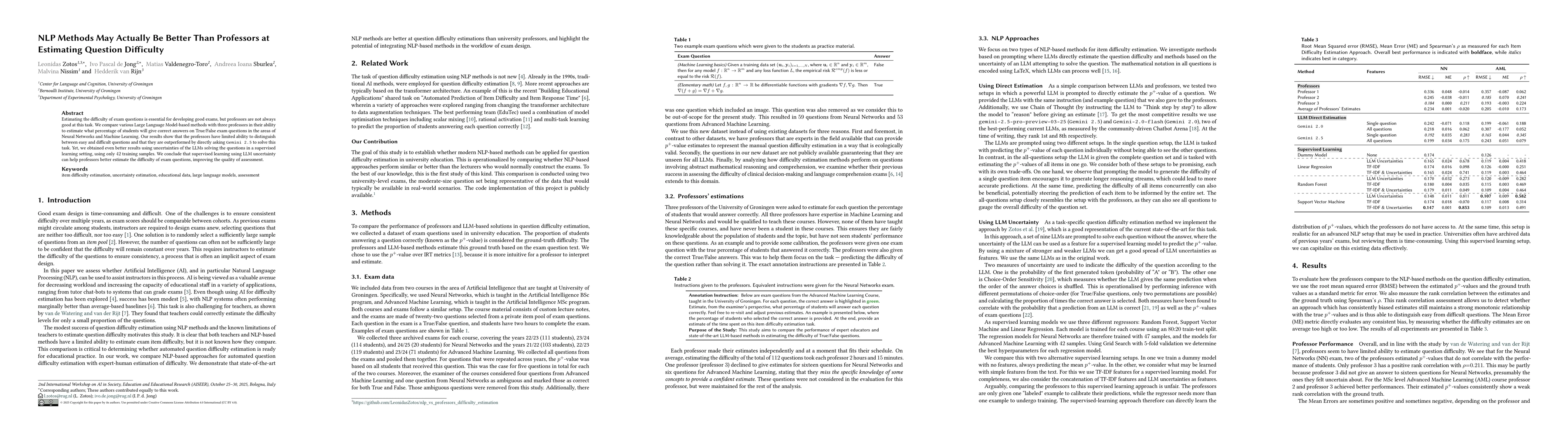 Thumbnail for NLP Methods May Actually Be Better Than Professors at Estimating
  Question Difficulty