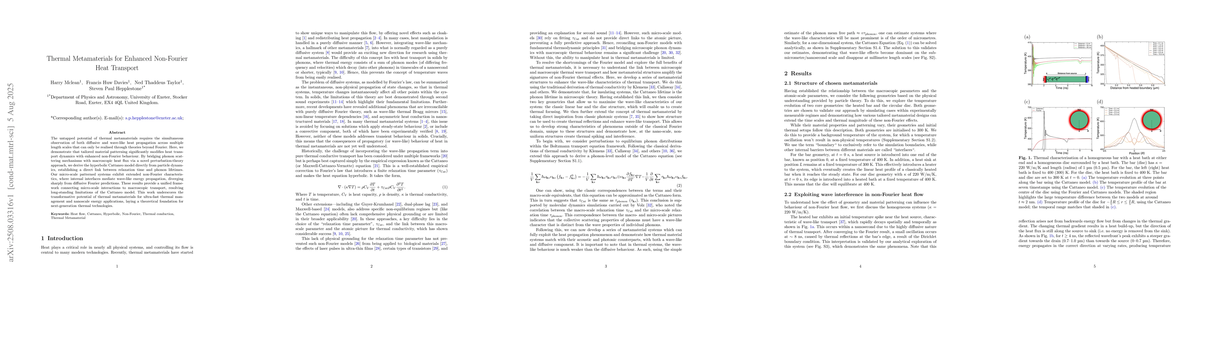Thumbnail for Thermal Metamaterials for Enhanced Non-Fourier Heat Transport