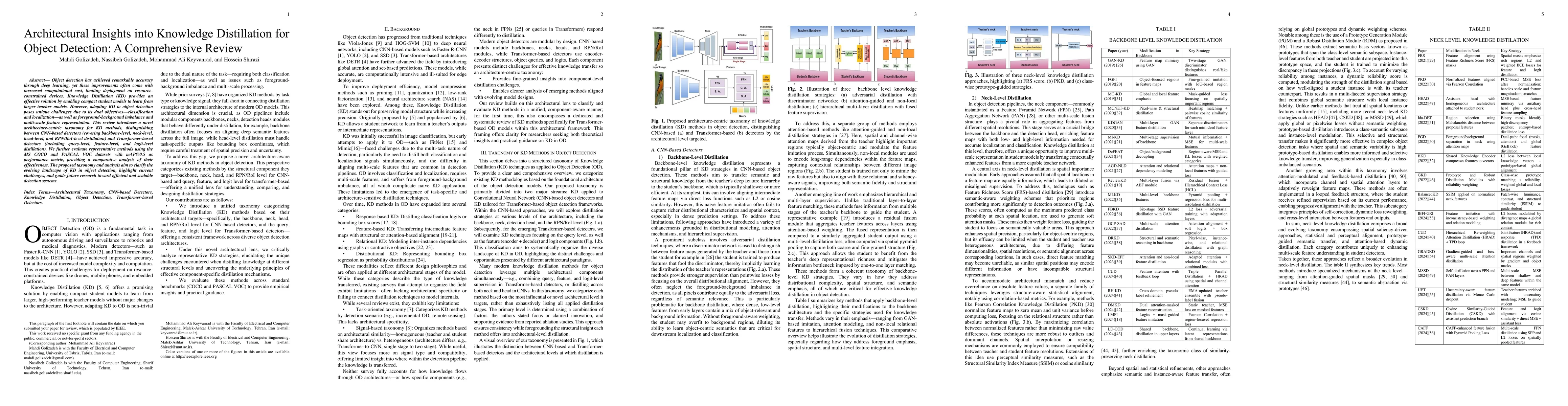 Thumbnail for Architectural Insights into Knowledge Distillation for Object Detection:
  A Comprehensive Review