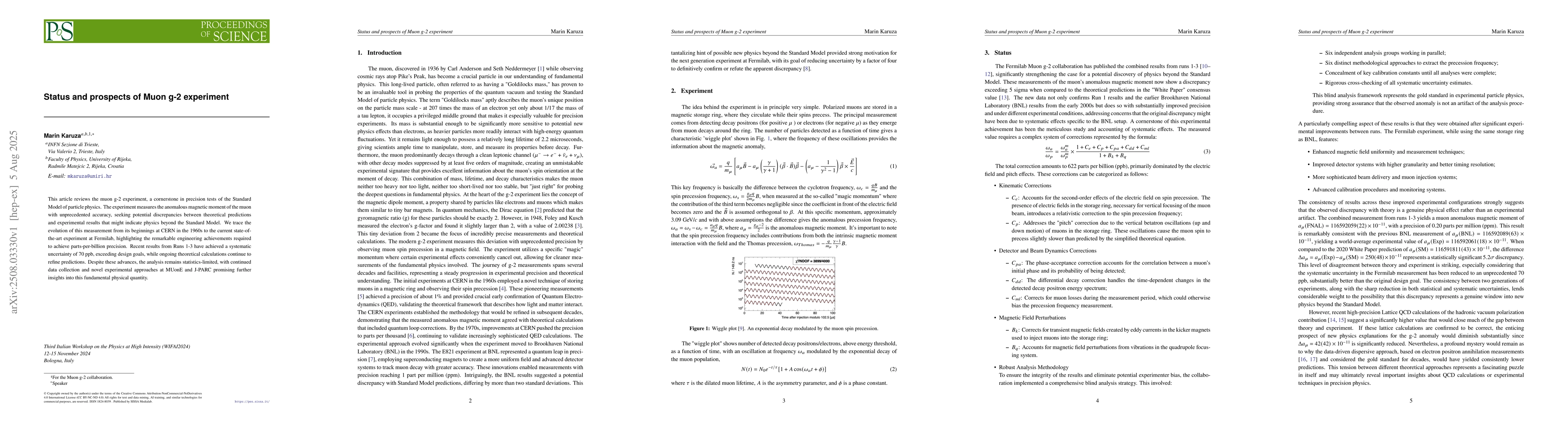 Thumbnail for Status and prospects of Muon g-2 experiment