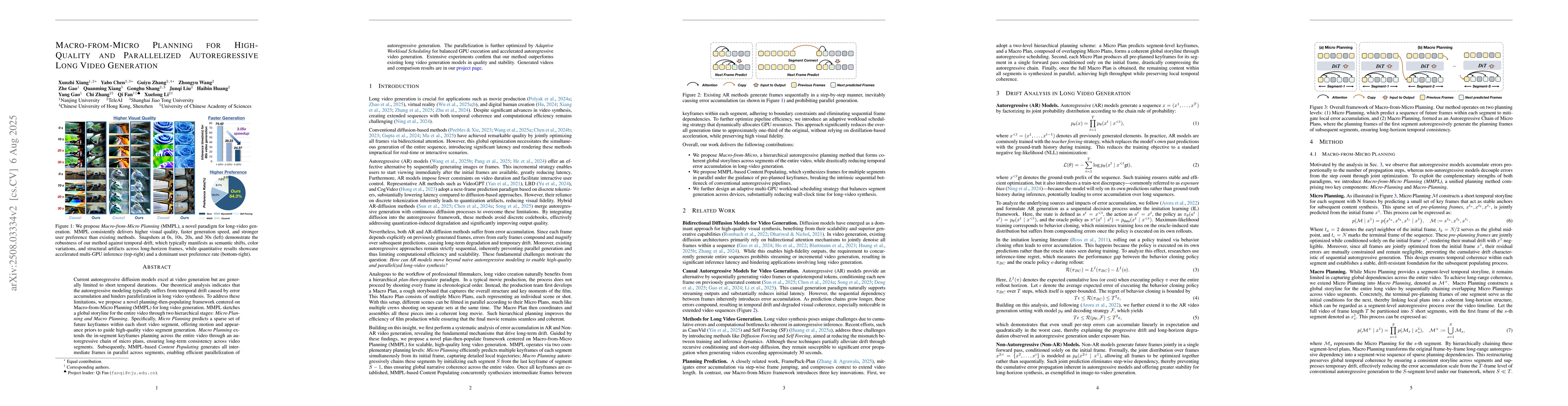 Thumbnail for Macro-from-Micro Planning for High-Quality and Parallelized
  Autoregressive Long Video Generation