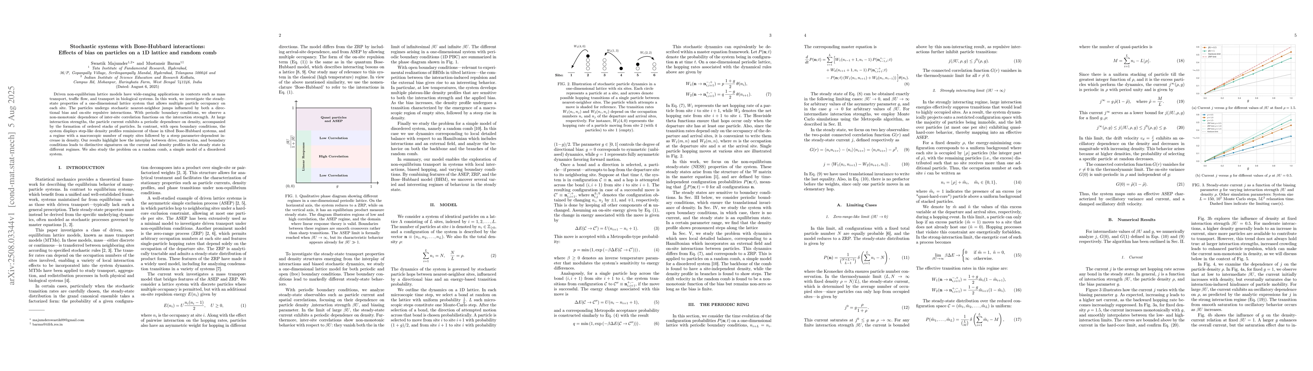 Thumbnail for Stochastic systems with Bose-Hubbard interactions: Effects of bias on
  particles on a 1D lattice and random comb